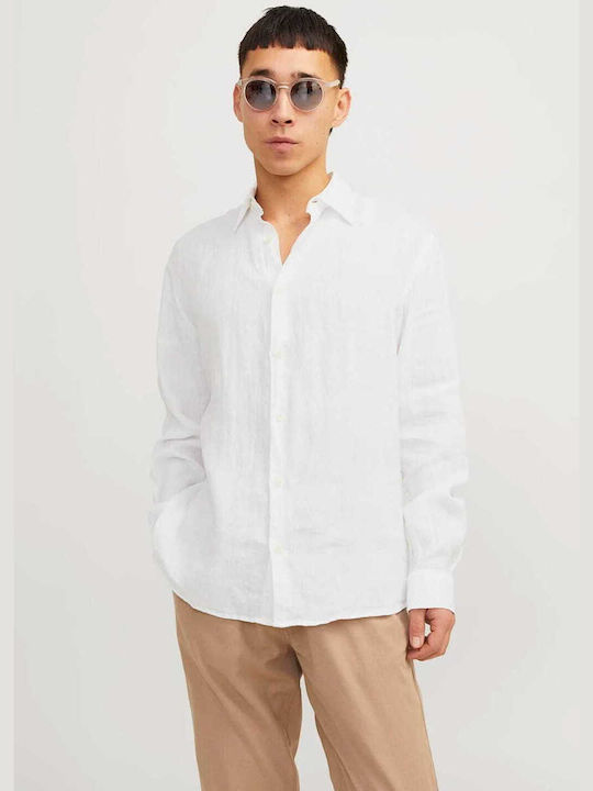 Jack & Jones Men's Long Sleeve Shirt Linen White - Jack And Jones (12251844-11-0601 Tcx)