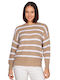 Cotton Striped Blouse - Beige 12952