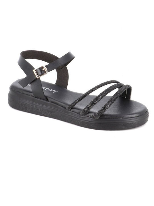 B-Soft Women's Sandals with Ankle Strap Black