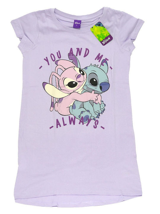 Disney Lilo & Stitch Βαμβακερό Γυναικείο T-shirt- Νυχτικό Ύπνου (dis Lis 53 04 C147) Λιλά