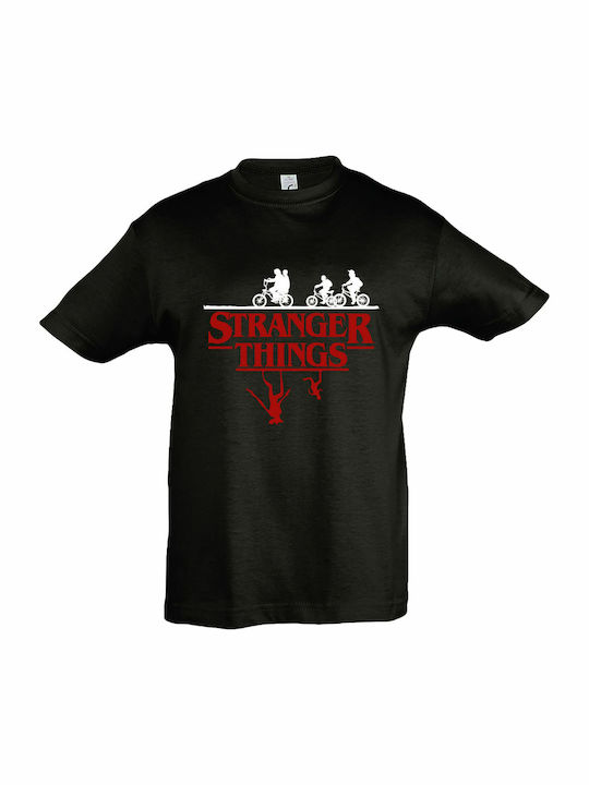 Παιδικό T-shirt Black Stranger Things, Upside Down