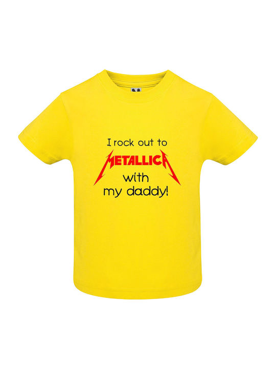 Παιδικό T-shirt Κοντομάνικο Lemon I Rock Out To Metallica With My Daddy