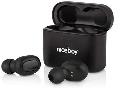 Niceboy Podsie 3 In-Ear Bluetooth-Freisprecheinrichtung Kopfhörer mit Ladeetui Schwarz