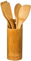 5Five Bamboo Cooking Utensil Set Brown 5pcs