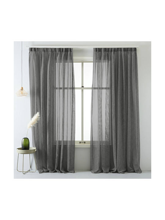 Saray Home Vorhang mit Bleistiftfalten Grau 140x280cm