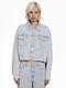 Staff Women's Short Jean Jacket for Winter Light Blue