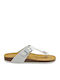 Honduras Leather Women's Flat Sandals in White Color