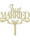 Декоративна торта от плексиглас Just Married 12x13cm (златна)