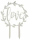 Акрилен топер за торта Love 10x15см (сребрист)