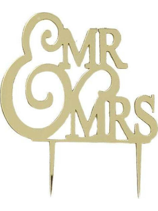 Διακοσμητικο Τουρτας Πλεξιγκλας Mr & Mrs 12,5χ15cm (χρυσο)