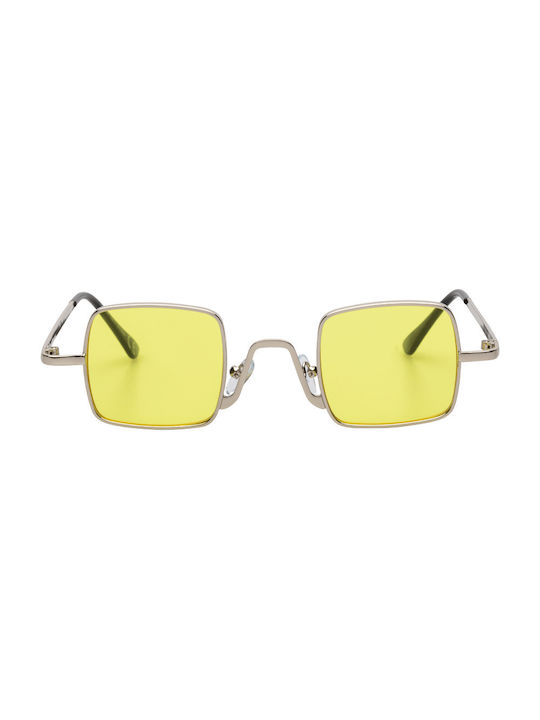 Ochelari de soare cu Argint Din metal Rame și Galben Oglindă Lentilă 01-6894-Silver-Lime