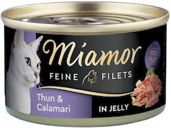 Miamor Feine Filets Wet Food for Adult Cat in Can with Tuna and Squid 185gr