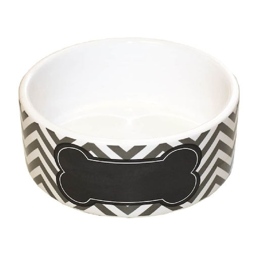Happypet Chevron Pet Keramik Schalen Futter & Wasser für Hund 1.4lt 18cm in Grau Farbe