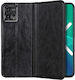 Wallet Δερμάτινο / Σιλικόνης Μαύρο (Moto G72)