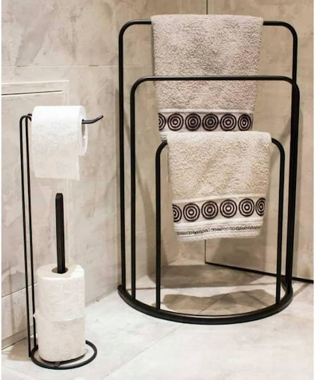 Single Floor Standing Bathroom Freestanding Towel Rack ​75x75cm Black