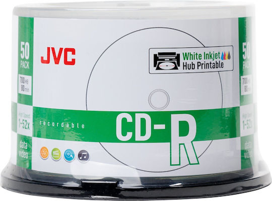 JVC Recordable CD-R 52x 700MB Cake Box 50pcs