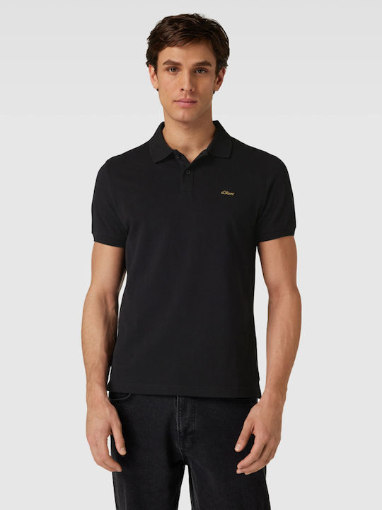 S.Oliver Bluza Bărbătească Polo BLACK