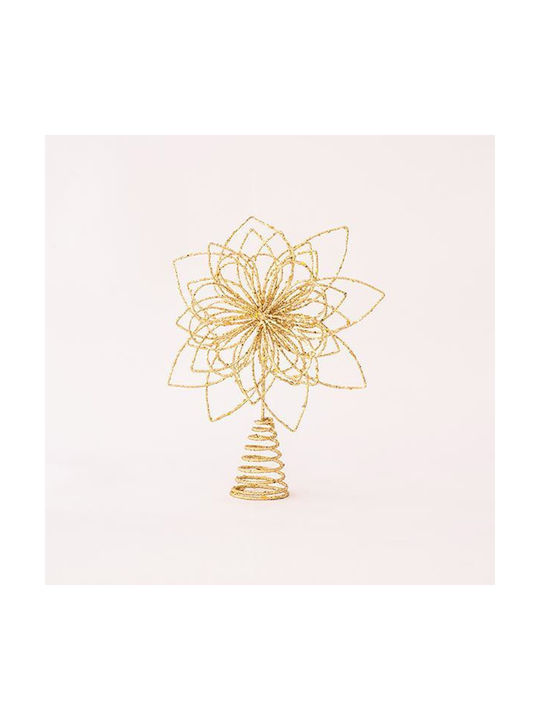 279473 Christmas Tree Topper Gold With Gold Dust With Beads Gold