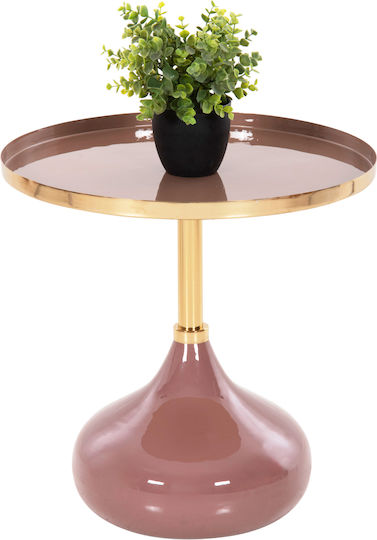 Masă Laterală Rotundă Metalică Roz-Bej M46xL46xÎ46.5cm