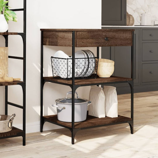 vidaXL Ραφιέρα Κουζίνας Ξύλινη 3 Θέσεων Καφέ 60x48x89.5cm