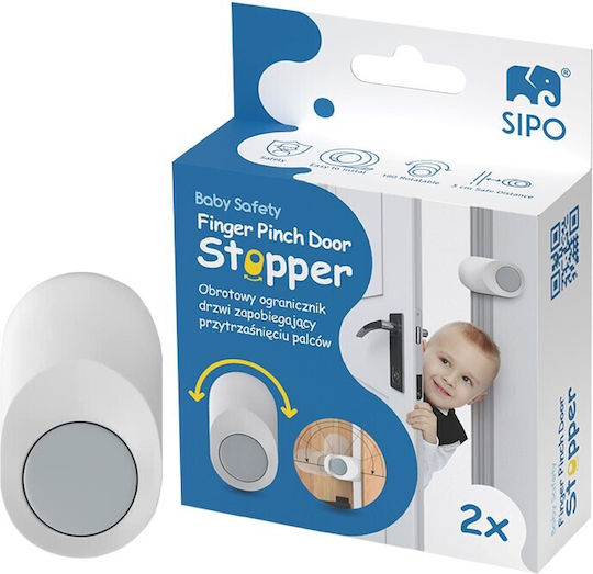 Sipo Finger Protector for Doors with Sticker made of Plastic in White Color 2pcs