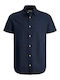 Kids Shirt Short Sleeve Linen Blue