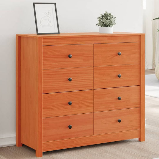 Chest of Drawers of Solid Wood Coffee 100x40x90cm