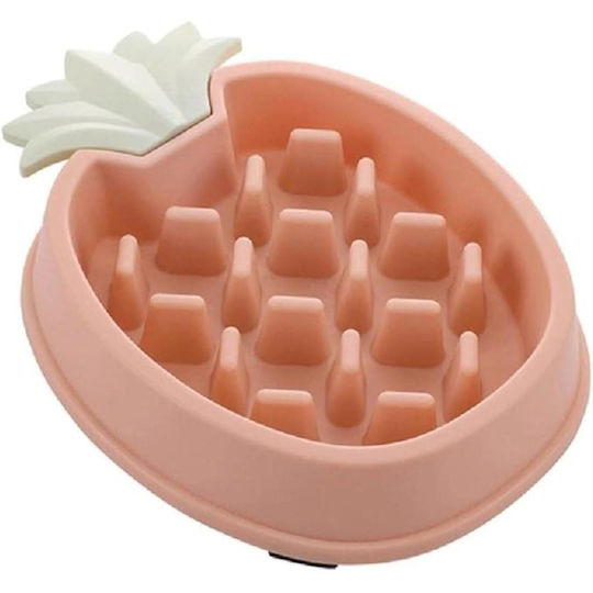 Anti-Gulp Dog Bowl Pink/Pineapple Size 5x19/5cm
