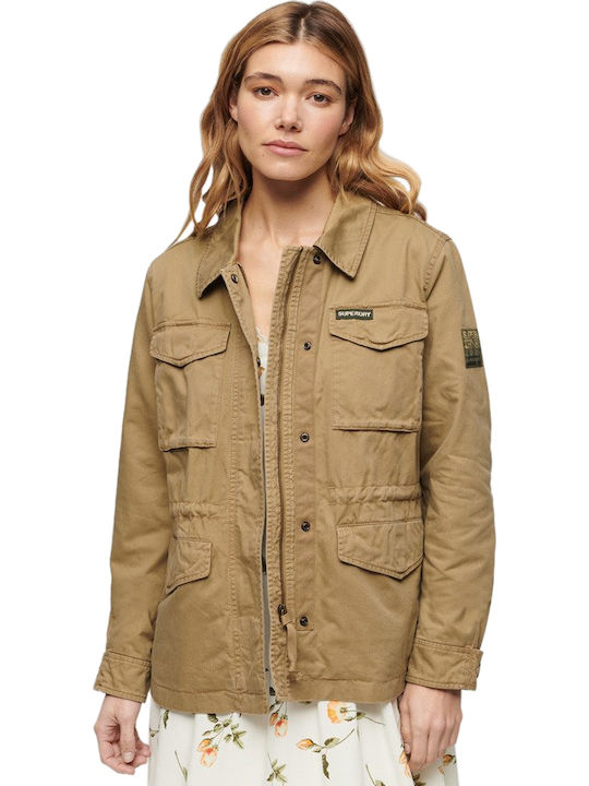 Military M65 Κοντό Γυναικείο Μπουφάν για Χειμώνα Classic Tan Brown
