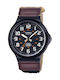 Casio Collection Ανδρικό Ρολόι Μπαταρίας με Καφέ Υφασμάτινο Λουράκι