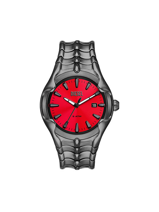 Diesel Uhr Batterie mit Gray Metallarmband