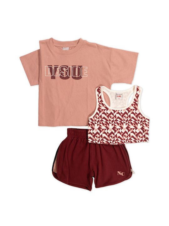 New College Shorts Set 3 Pieces Girl 35-8446 Pink