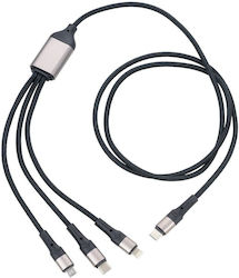 Troika USB към Lightning / Type-C / micro USB Multi-port Кабел 1.2м Troika USB към Lightning / Type-C / micro USB Multi-port Кабел 1.2м