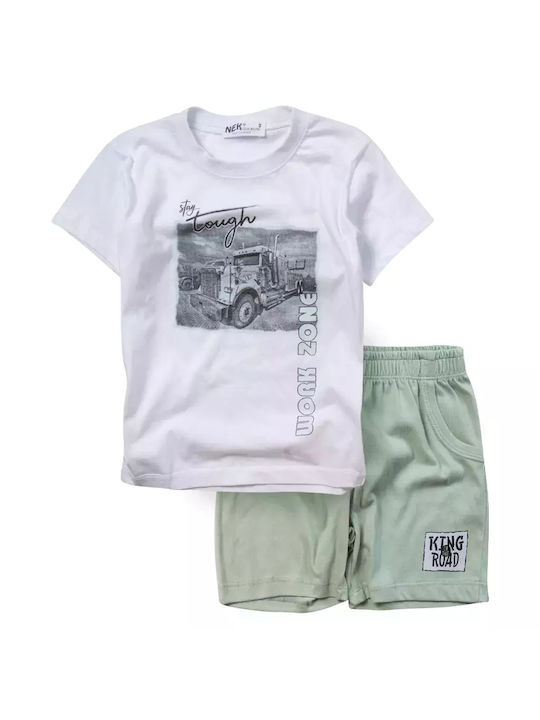 Nek Kids Wear Kids Set with Shorts Summer 2pcs white