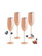 Quasar Set Gläser Champagner aus Edelstahl in Rose Gold Farbe Mit Stiel 260ml 4Stück