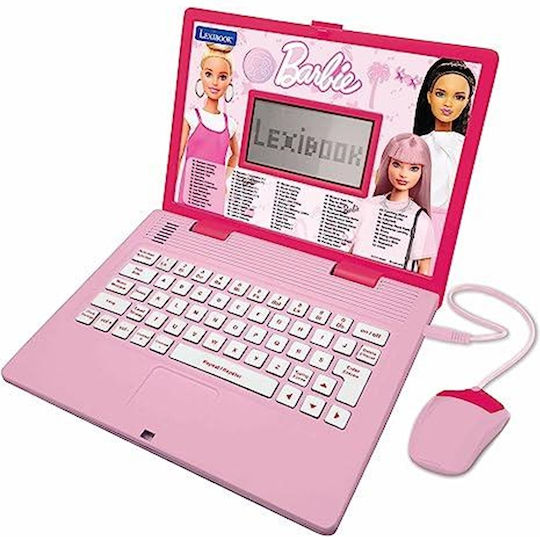 Tbd Lexibook Jc598bbi1 Mattel Barbie, pädagogische und zweisprachige Laptop in Englisch/Französisch, 1 Laptop mit Maus, 1 Benutzerhandbuch Spielzeug für Kinder mit 124 Aktivitäten zu lernen, spielen Spiele und Musik, Rosa