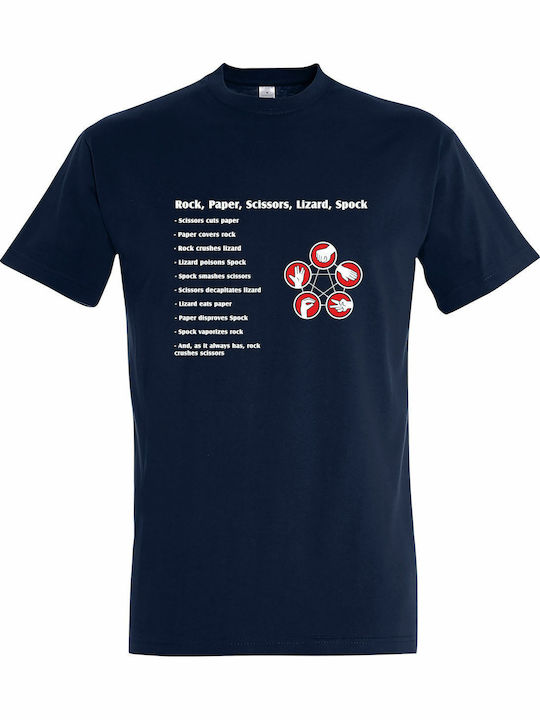 Rock Paper Scissors Lizard Spock, Star Trek T-shirt French Navy