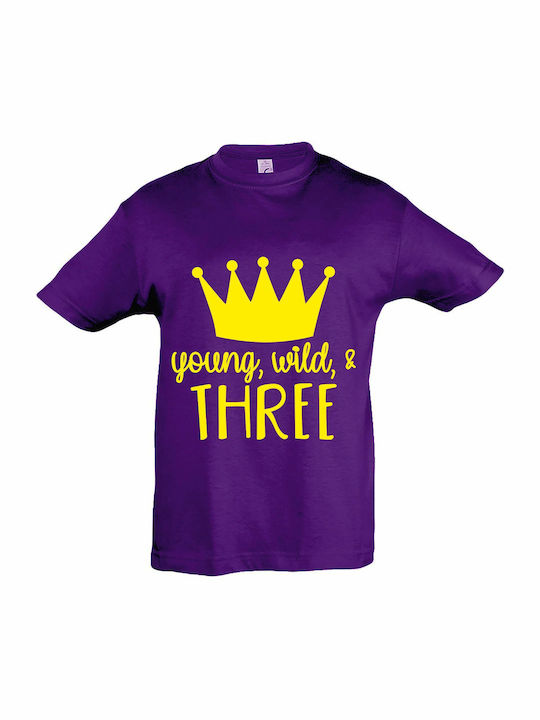 Παιδικό T-shirt Κοντομάνικο Purple Wild And Three