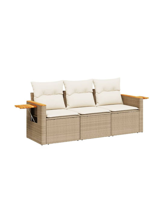vidaXL Tree-Seater Outdoor Rattan Sofa with Cushions 55x55x69cm