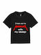 Детска тениска Black I Rock Out To Metallica With My Daddy