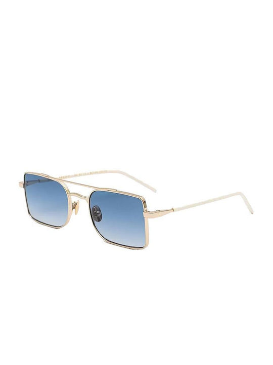Gast Mile Sonnenbrillen mit Gold Rahmen und Blau Verlaufsfarbe Linse 17716