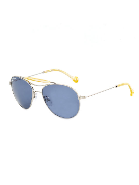 Hally&Son Sonnenbrillen mit Silber Rahmen und Blau Linse DH501S03