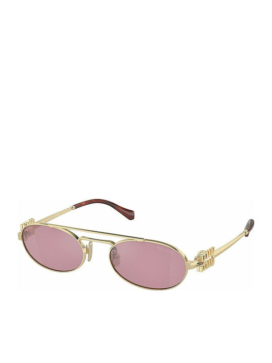 Miu Miu Γυναικεία Γυαλιά Ηλίου με Χρυσό Μεταλλικό Σκελετό και Ροζ