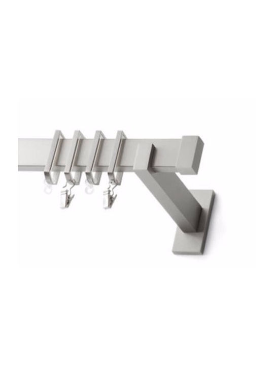 Metallic Curtain Pole Moris Flat Double with Rod Φ30mm 200cm Silver