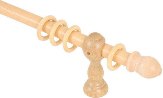 Ramino Wooden Curtain Pole Single Diameter 30mm Length 120cm Natural Wood