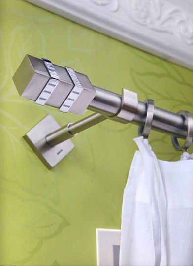 Aslanis Home Metallic Curtain Pole Diva Double with Rod Φ25mm 160cm Silver