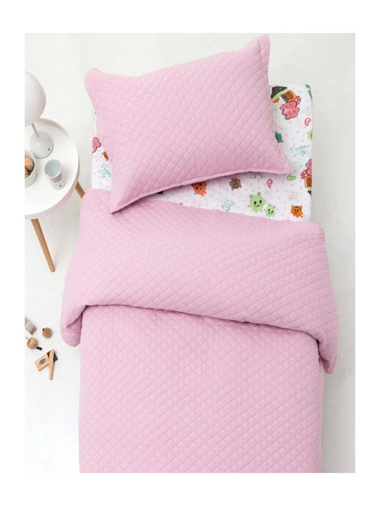 Palamaiki Set Coverlet Queen Size Microfiber Pink 220x240cm 3pcs