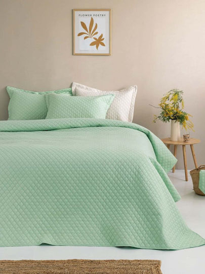 Palamaiki Jenn Σετ Κουβερλί Υπέρδιπλο Microfiber Mint 220x240cm 3τμχ
