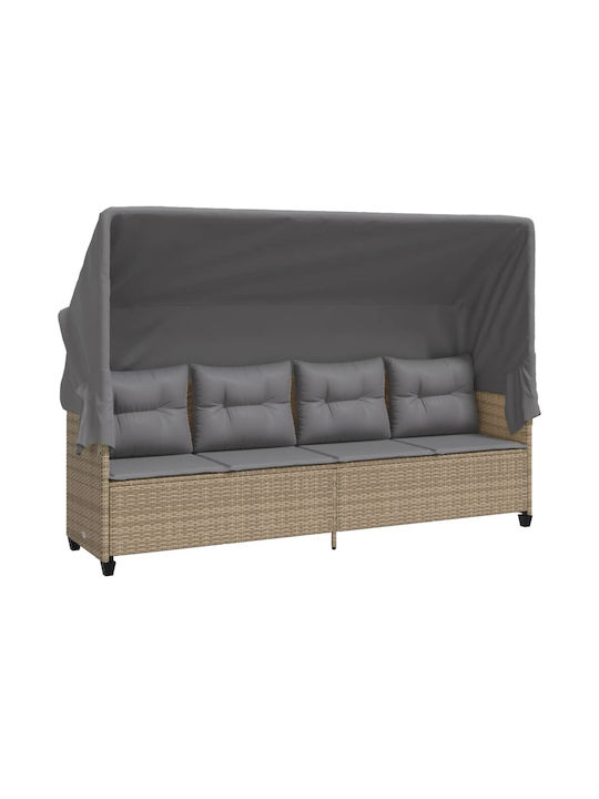 Sofa Outdoor Rattan with Pillows 200x52.5cm