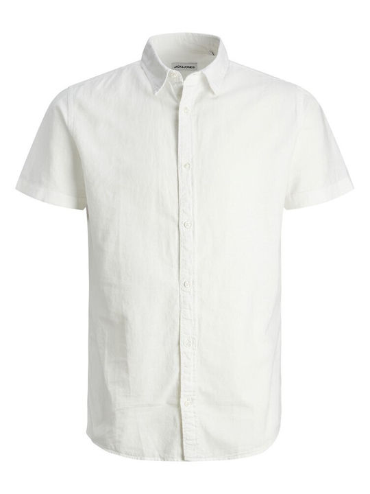 Kids Shirt Short Sleeve Classic Linen Jack And Jones Junior White Boy 12248938 White